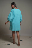 Summer Shift  Embroidered Turquoise Dress Mala Singh