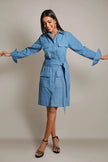 Cindy Medium Blue Denim Shirt Dress Mala Singh