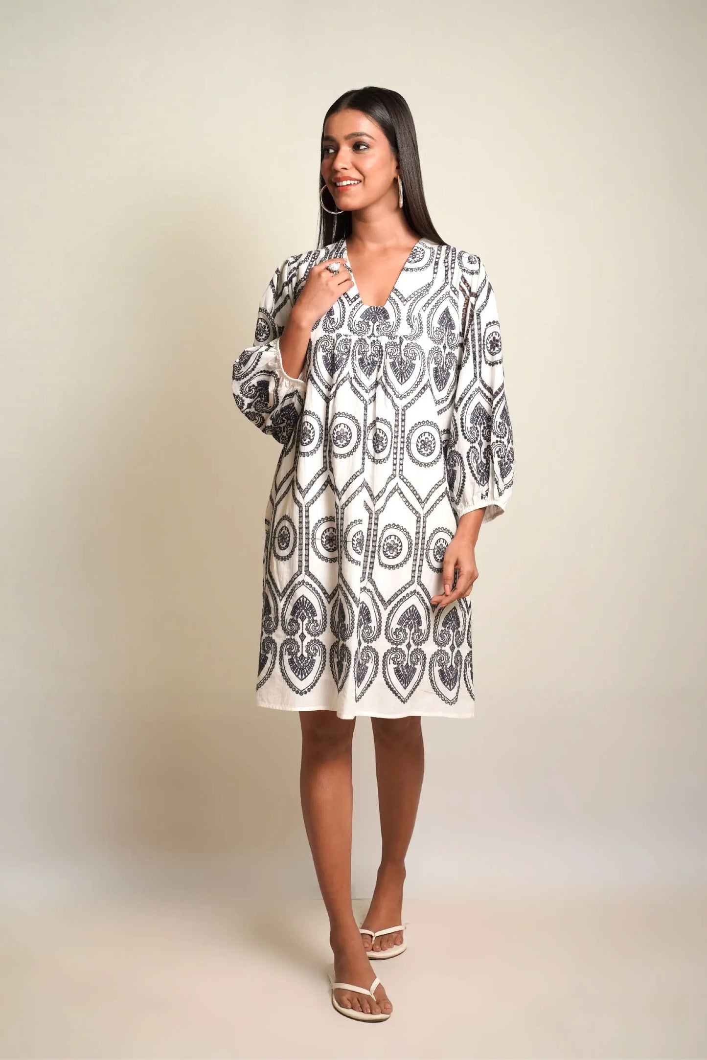 SUMMER SHIFT Charcoal Pottery Embroidery Mala Singh