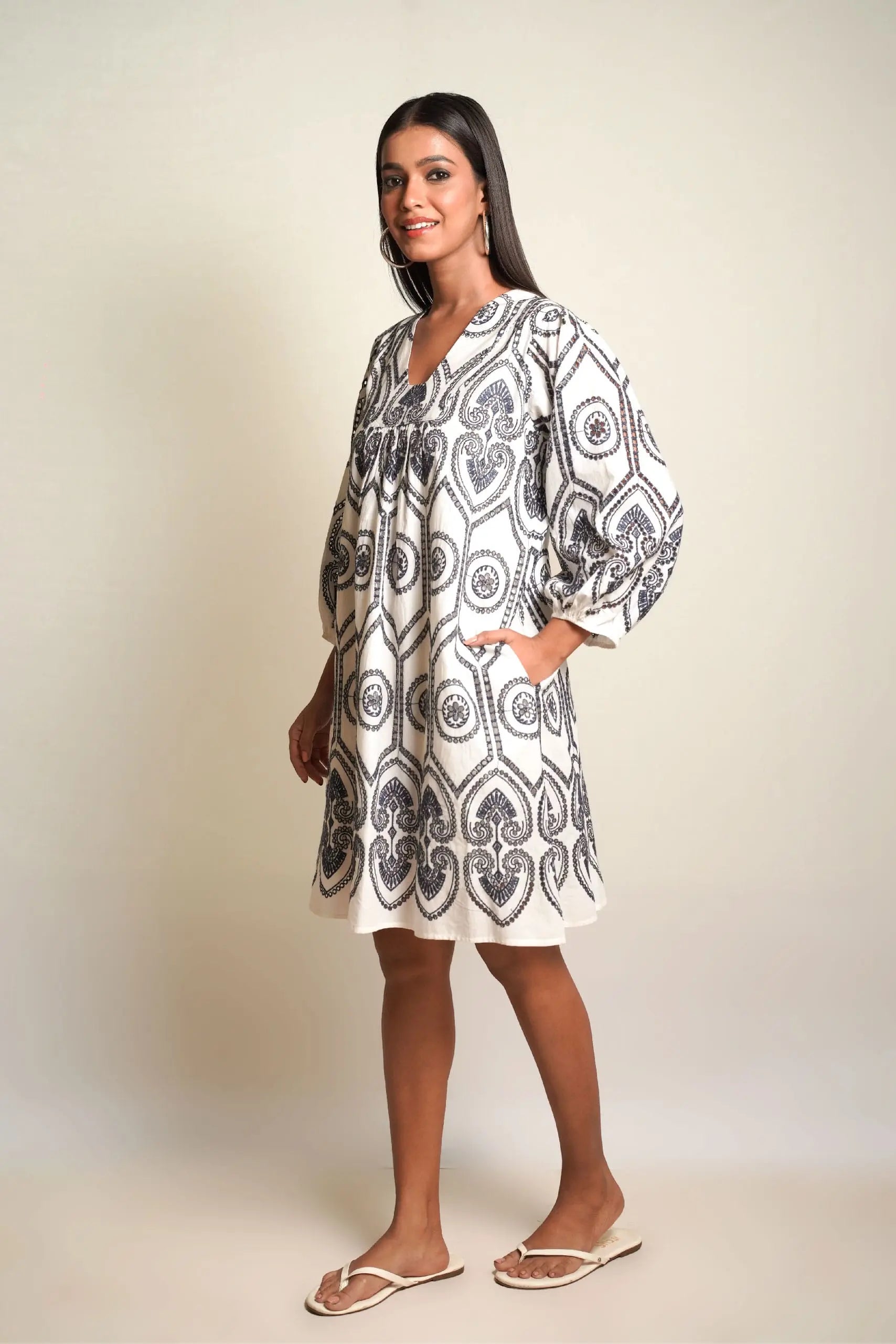 SUMMER SHIFT Charcoal Pottery Embroidery Mala Singh