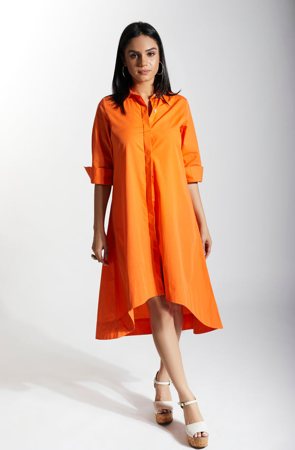 MELODY Orange Shirtdress