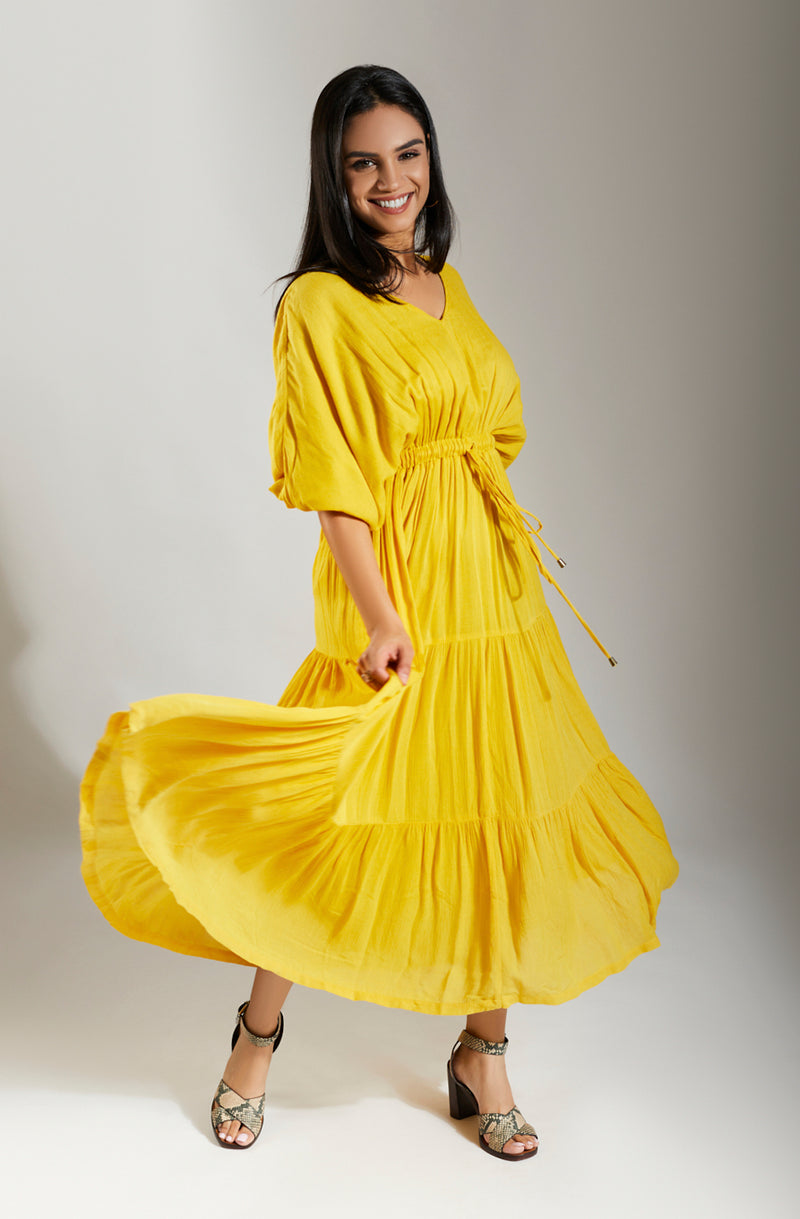 BOHO Midi Yellow Dress