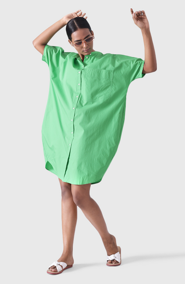 MALIBU Apple Green Balloon Shirtdress