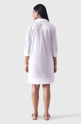 LILLE White Midi Shirtdress