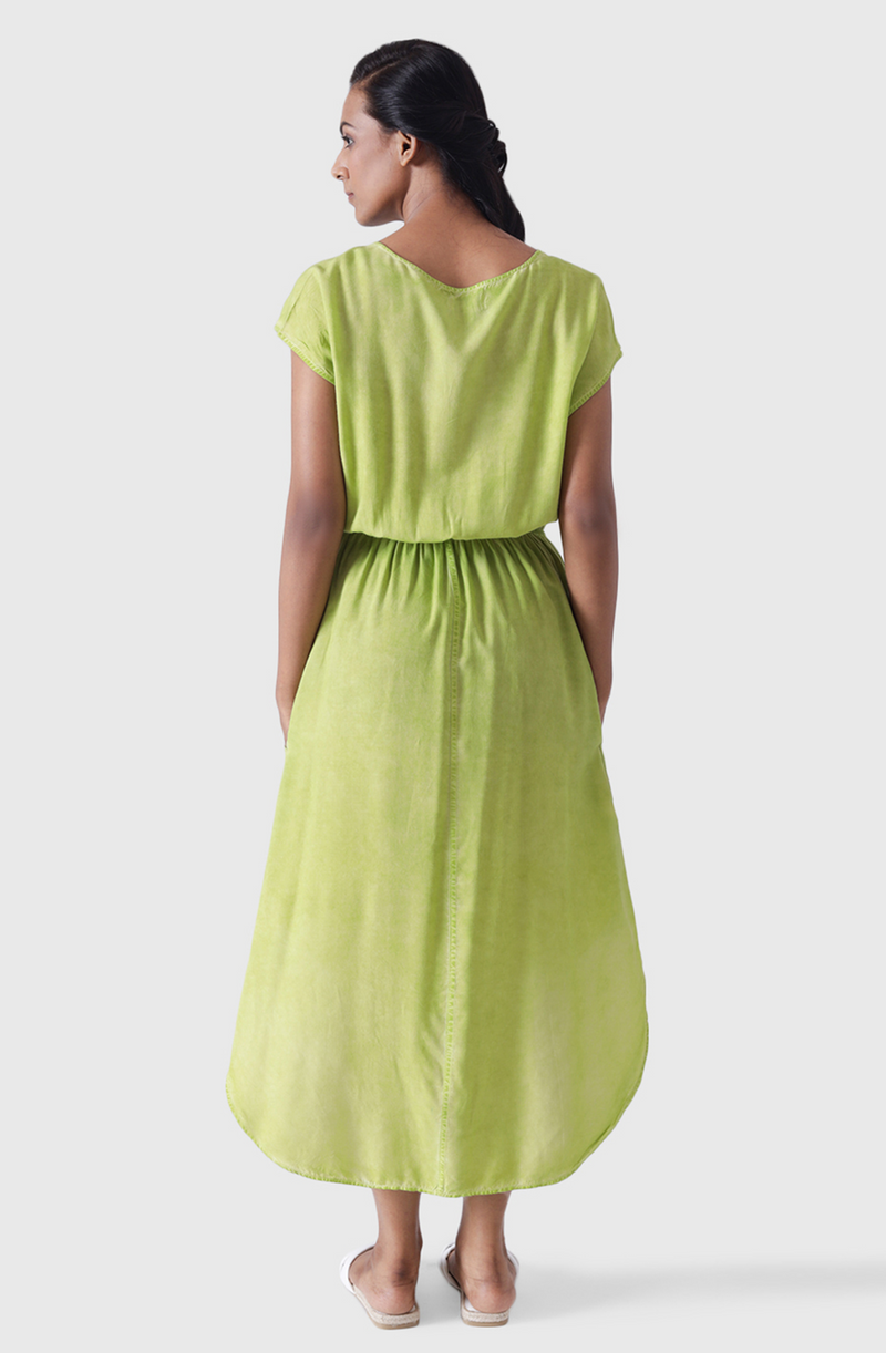 MARTINI Lime Green Pigment Dye High Low Dress