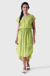 MARTINI Lime Green Pigment Dye High Low Dress