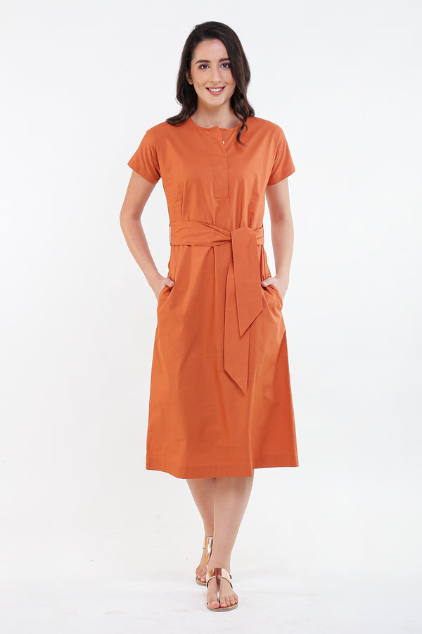 ADELE Burnt Orange Midi Dress