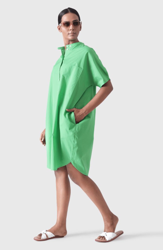 MALIBU Apple Green Balloon Shirt Dress