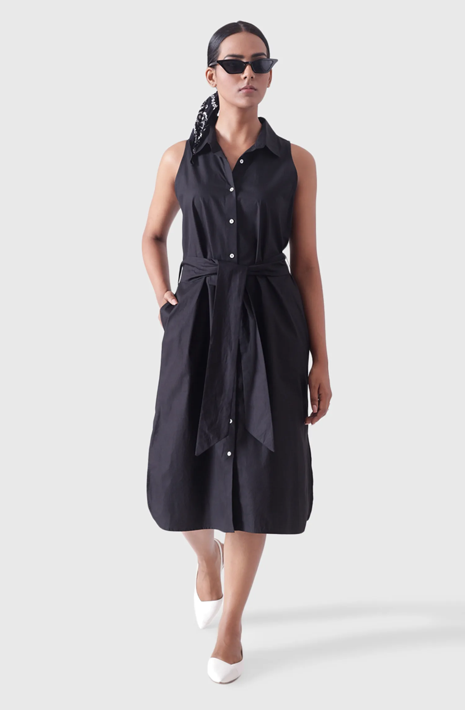 KANSAS Black Sleeveless Shirt Dress - Image 2