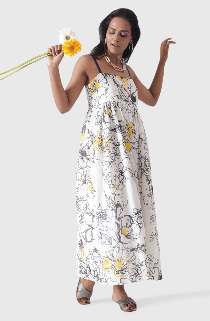 MARBELLA Vintage Floral Print Sun Dress