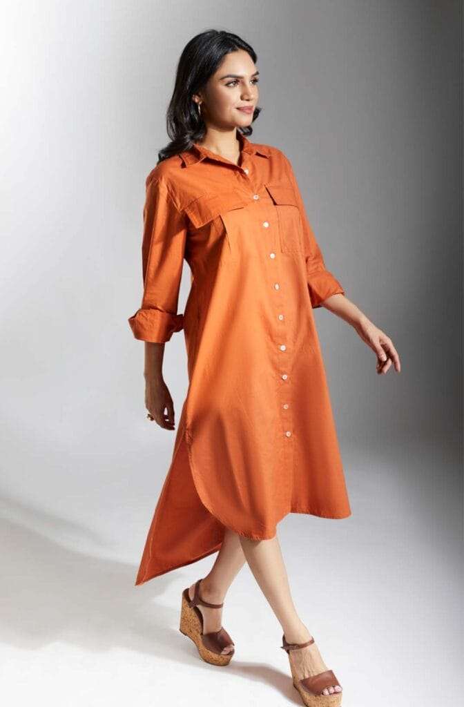 HAILEY Rust Shirt Dress