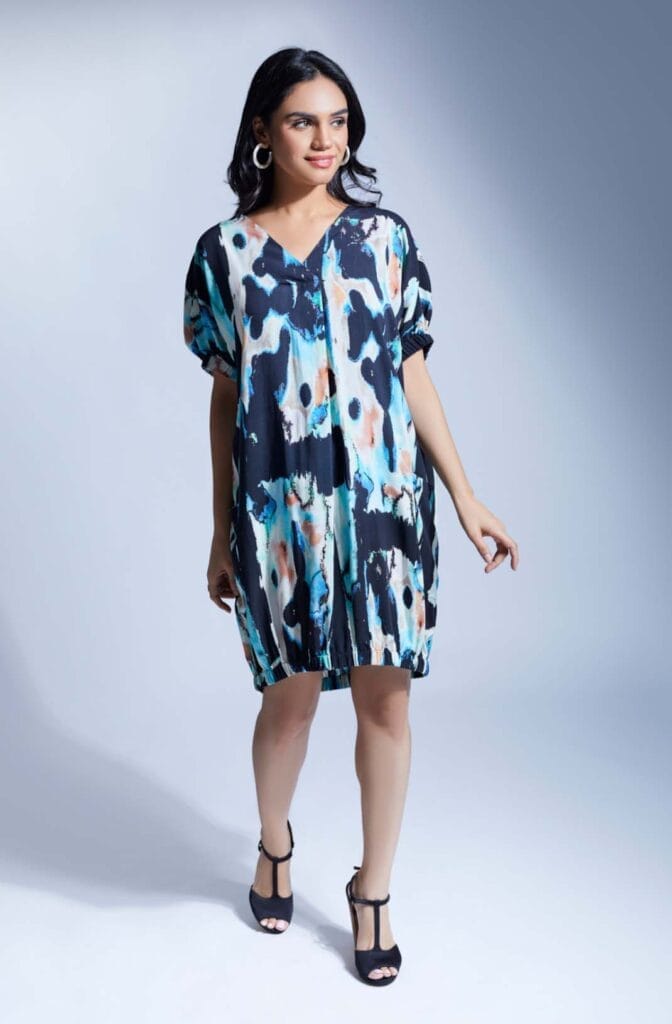 CABO Abstract Ocean Print Shift Dress