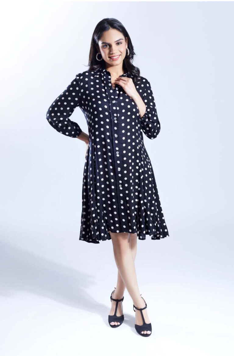 JAYLO Black and white Polka Dot Shirtdress