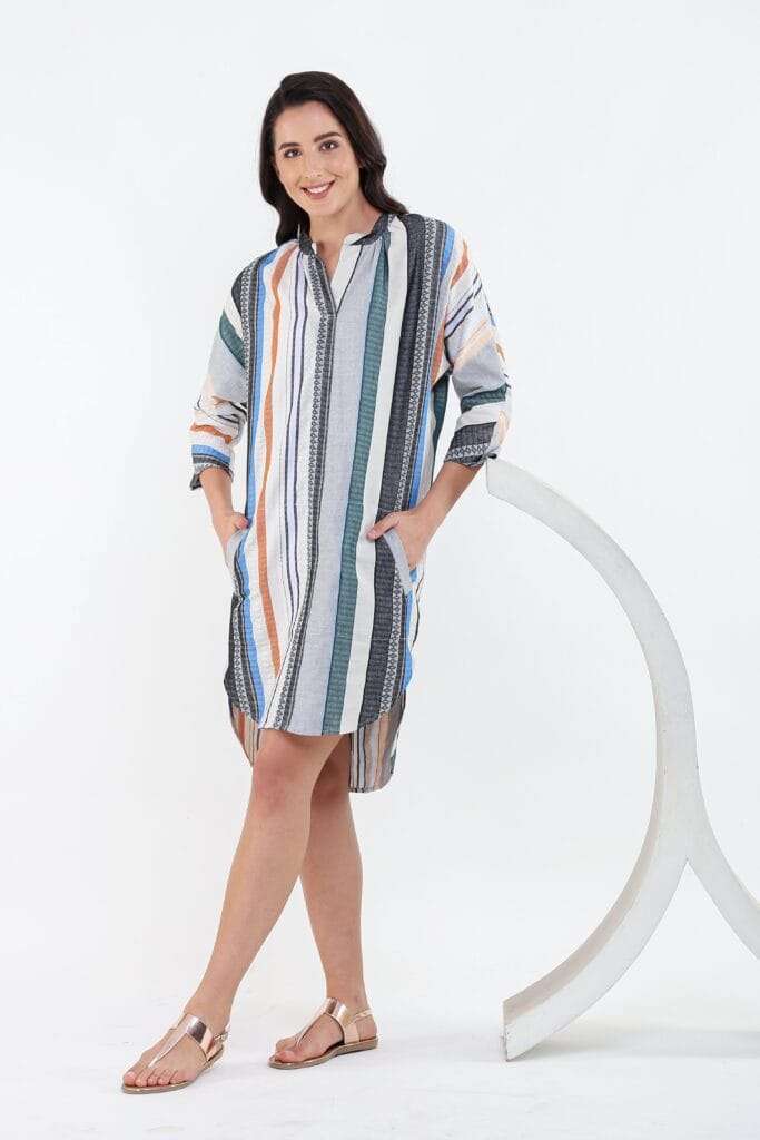 MEGHAN Stripe Knee Length Dress