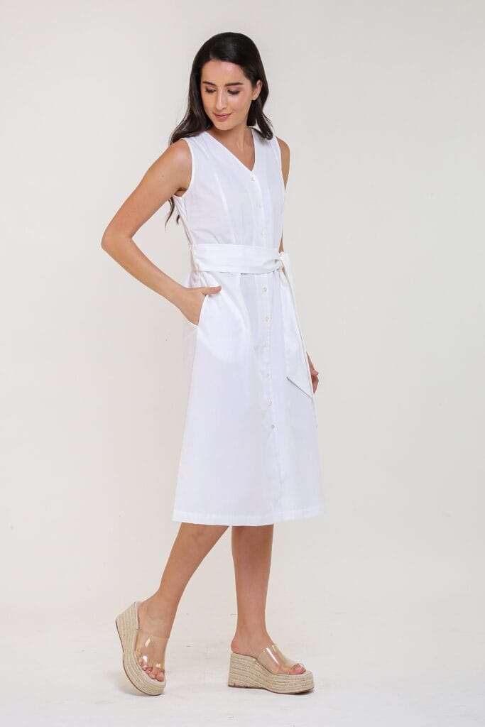 OLIVIA White Midi Shirt Dress