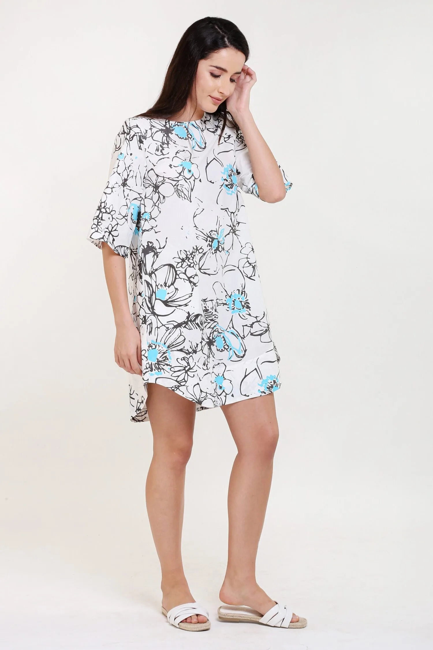 RIO Print Boat Neck Short Dress