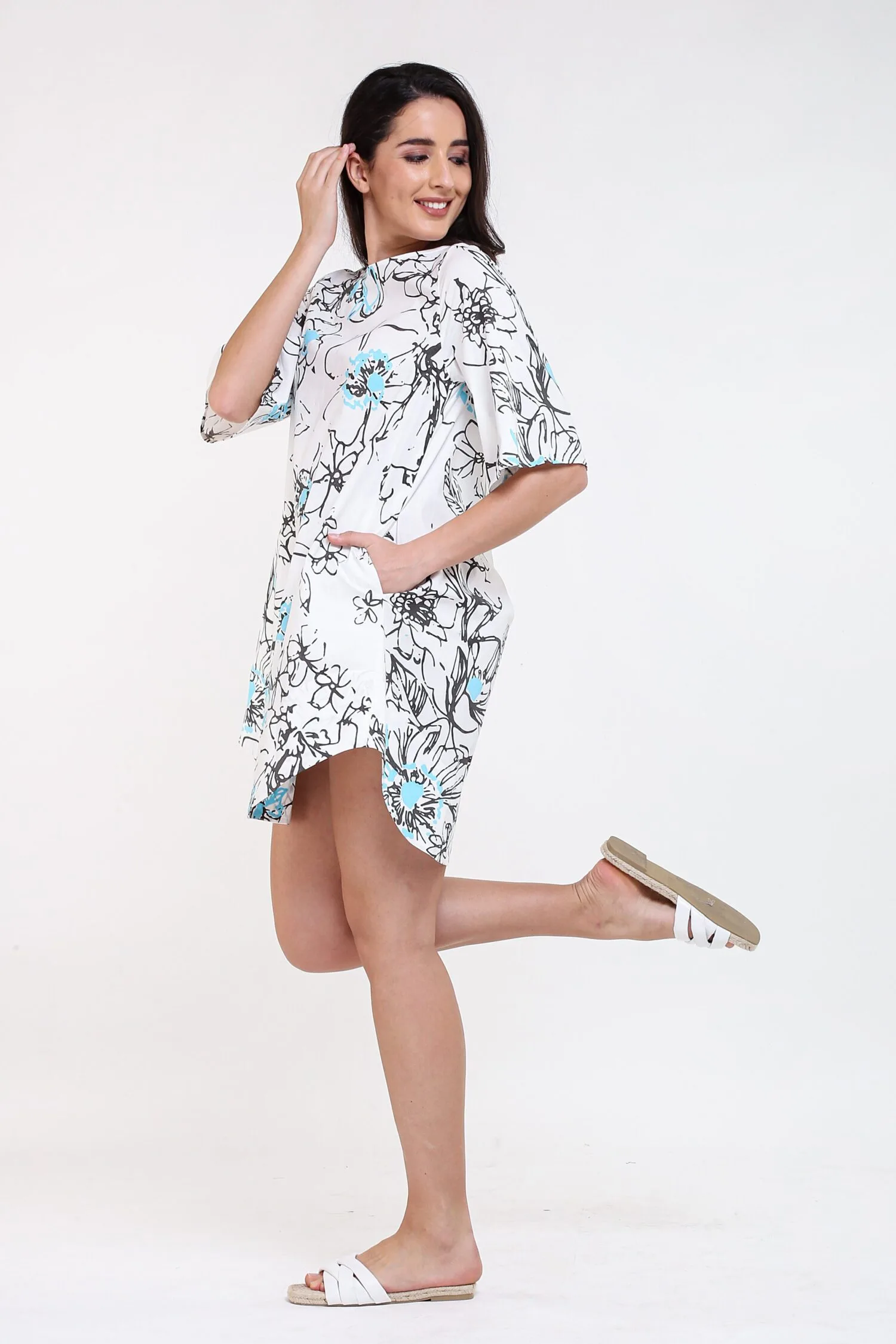 RIO Print Boat Neck Short Dress - Image 4