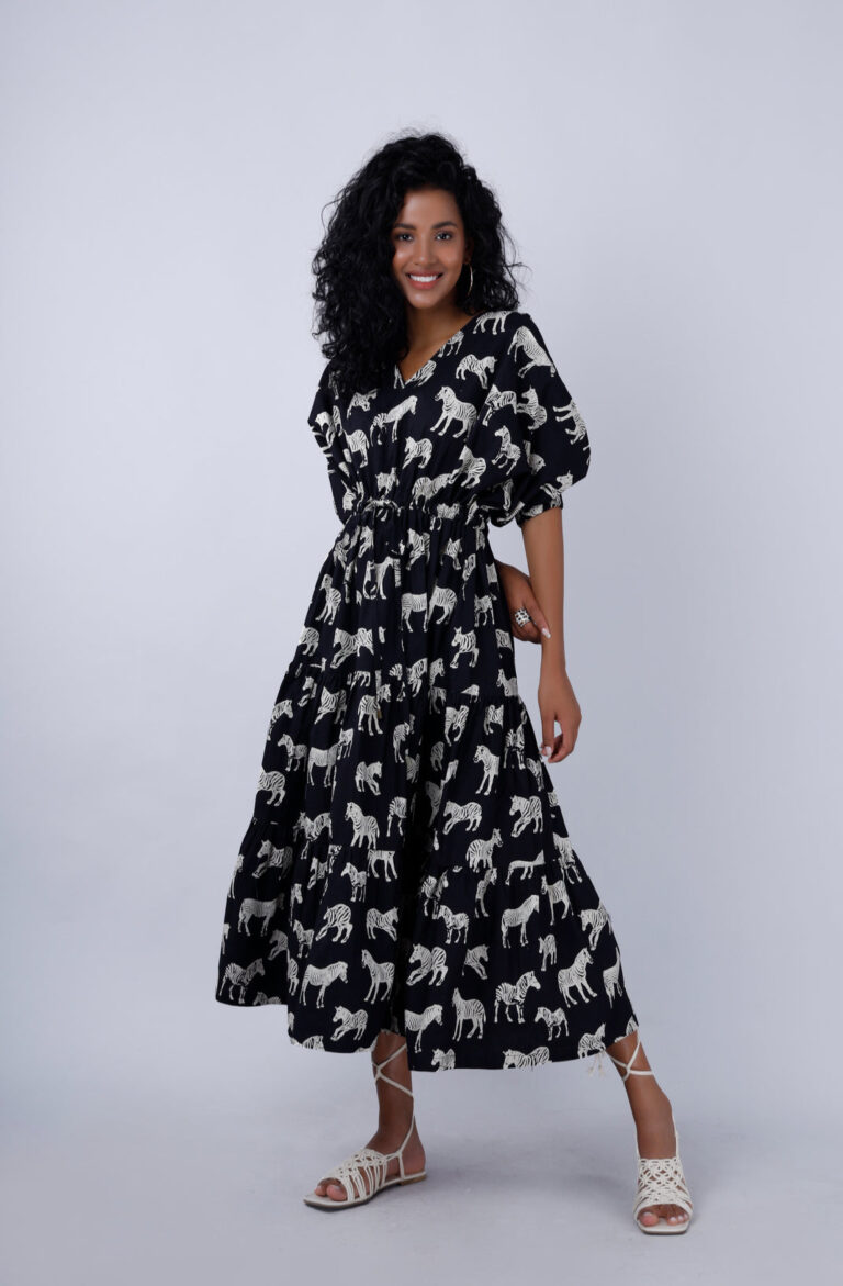 BOHO MIDI Black and white zebra print