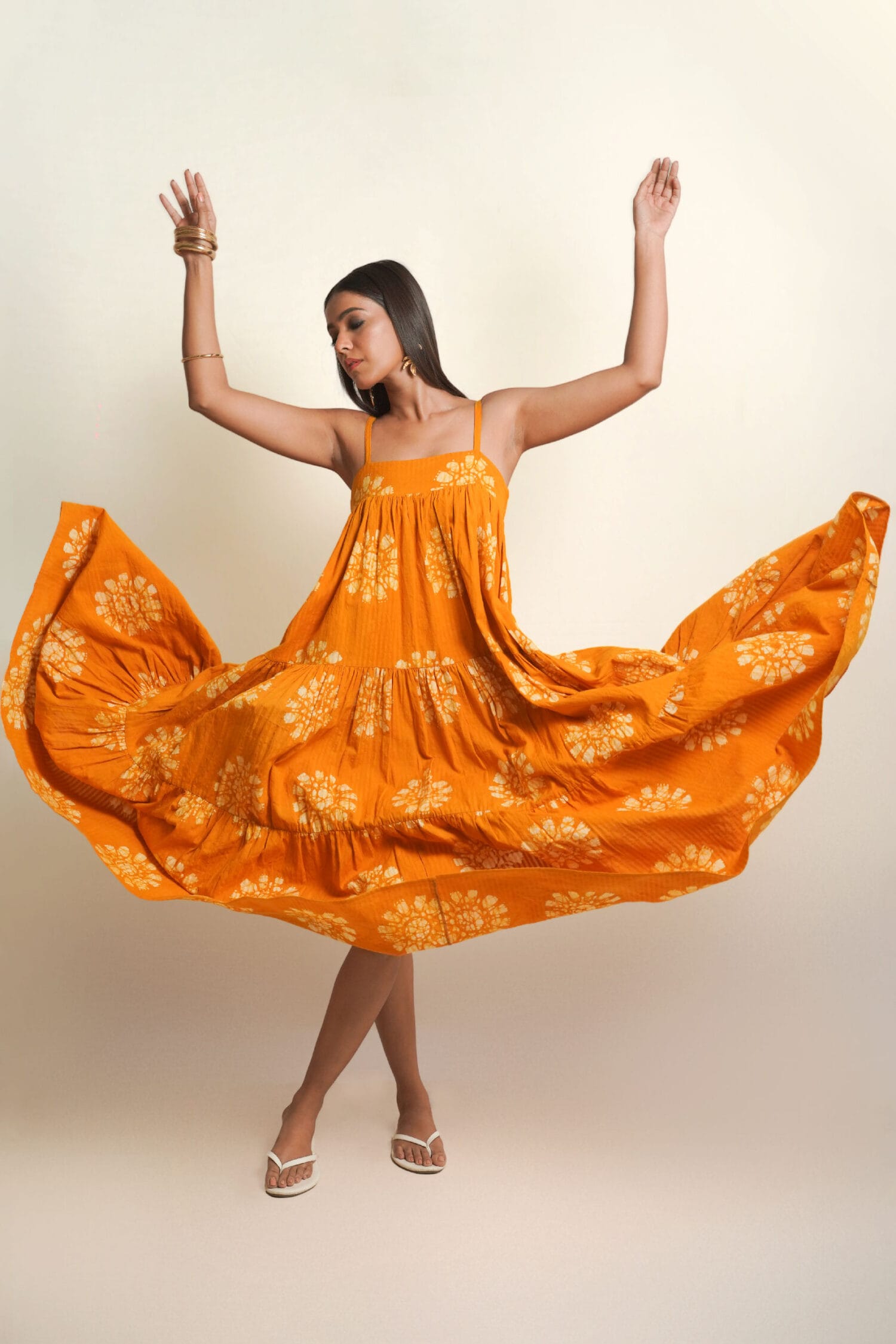 AMALFI Ochre Batik Maxi Dress - Image 2