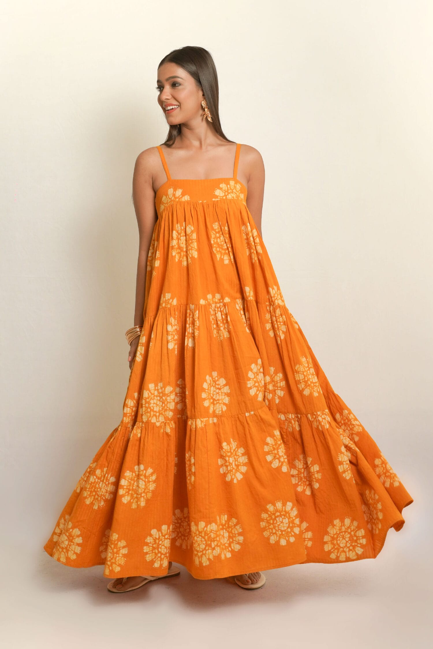 AMALFI Ochre Batik Maxi Dress - Image 3