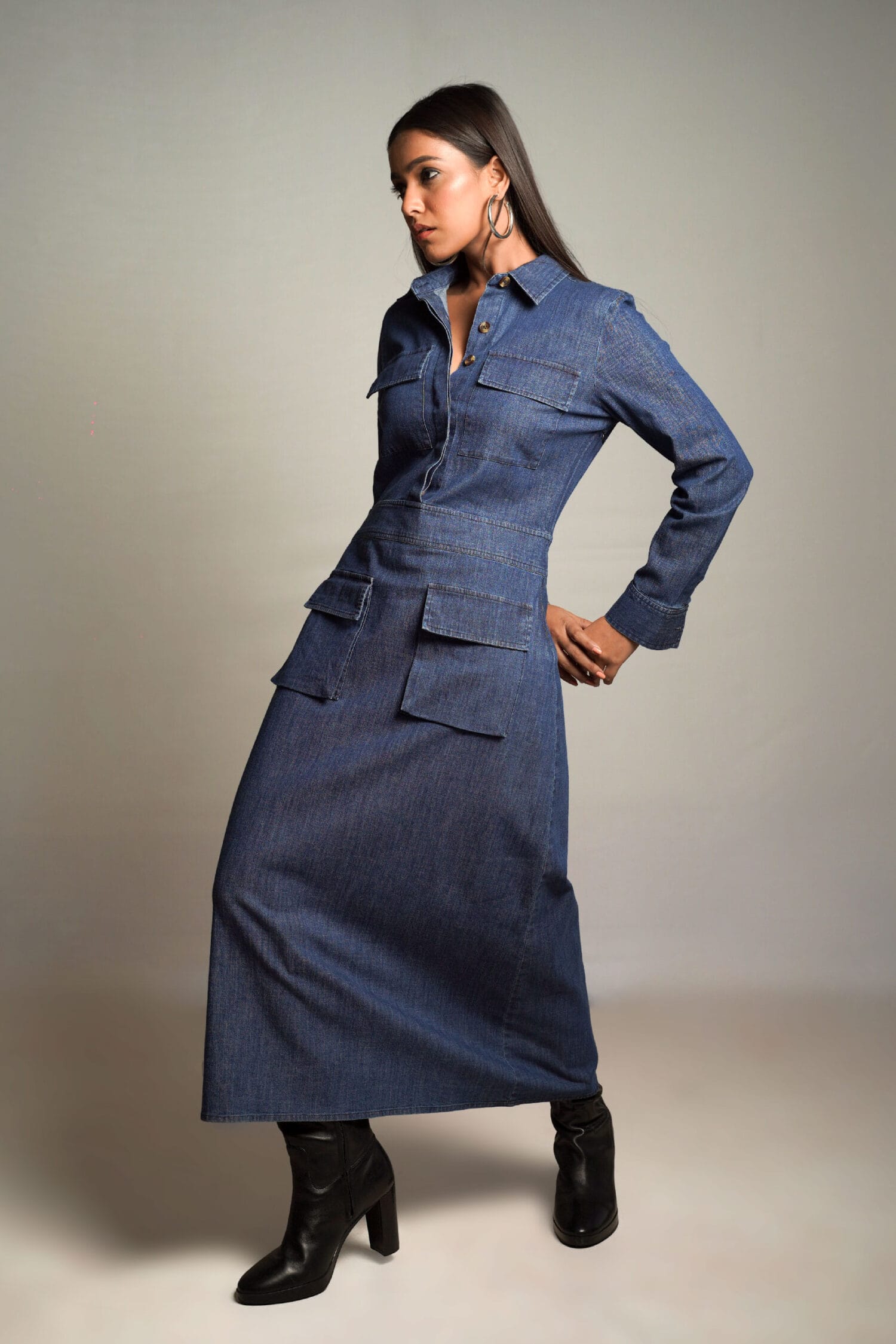 BELLA Dark Denim Dress - Image 3