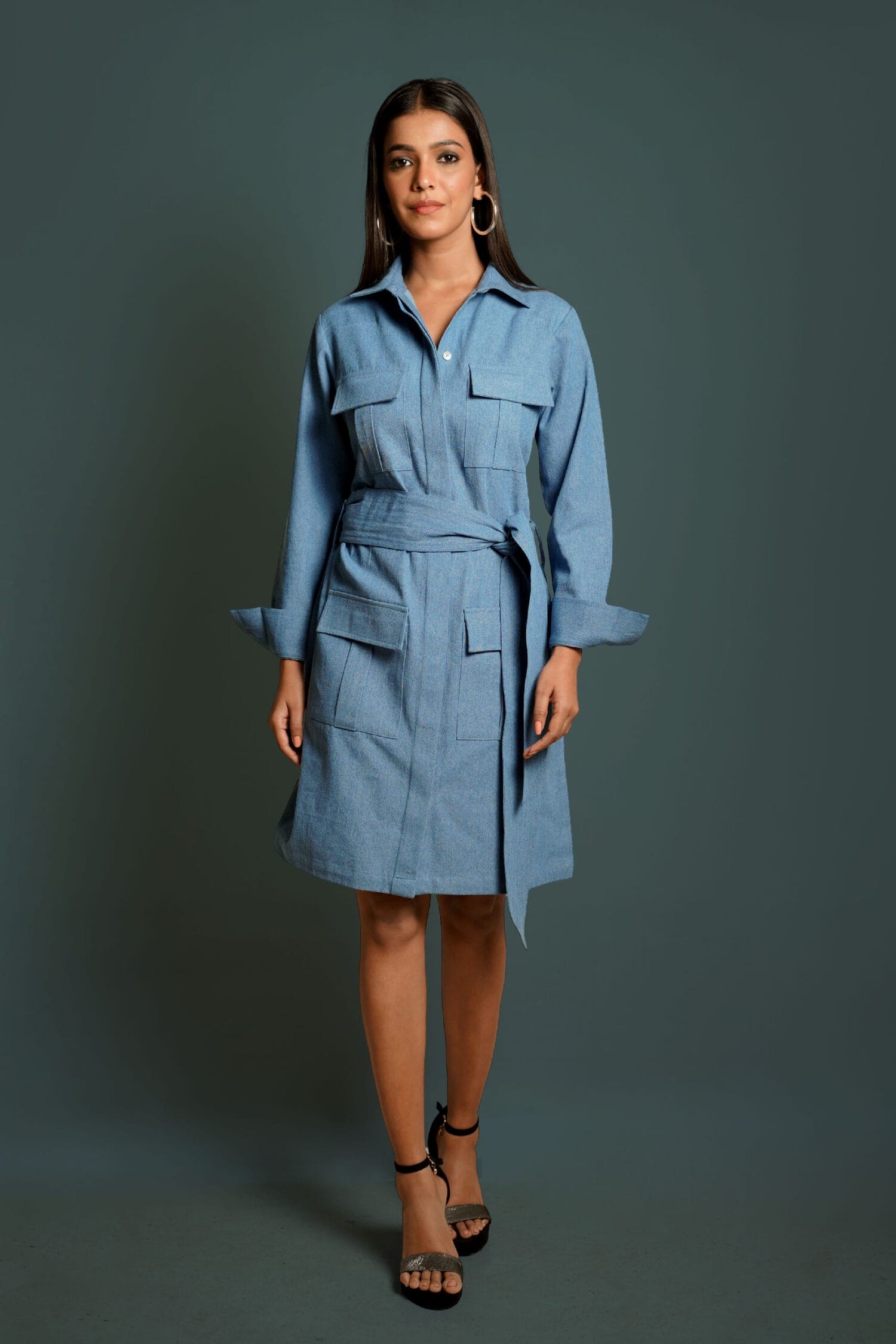 Cindy Medium Blue Denim Shirt Dress