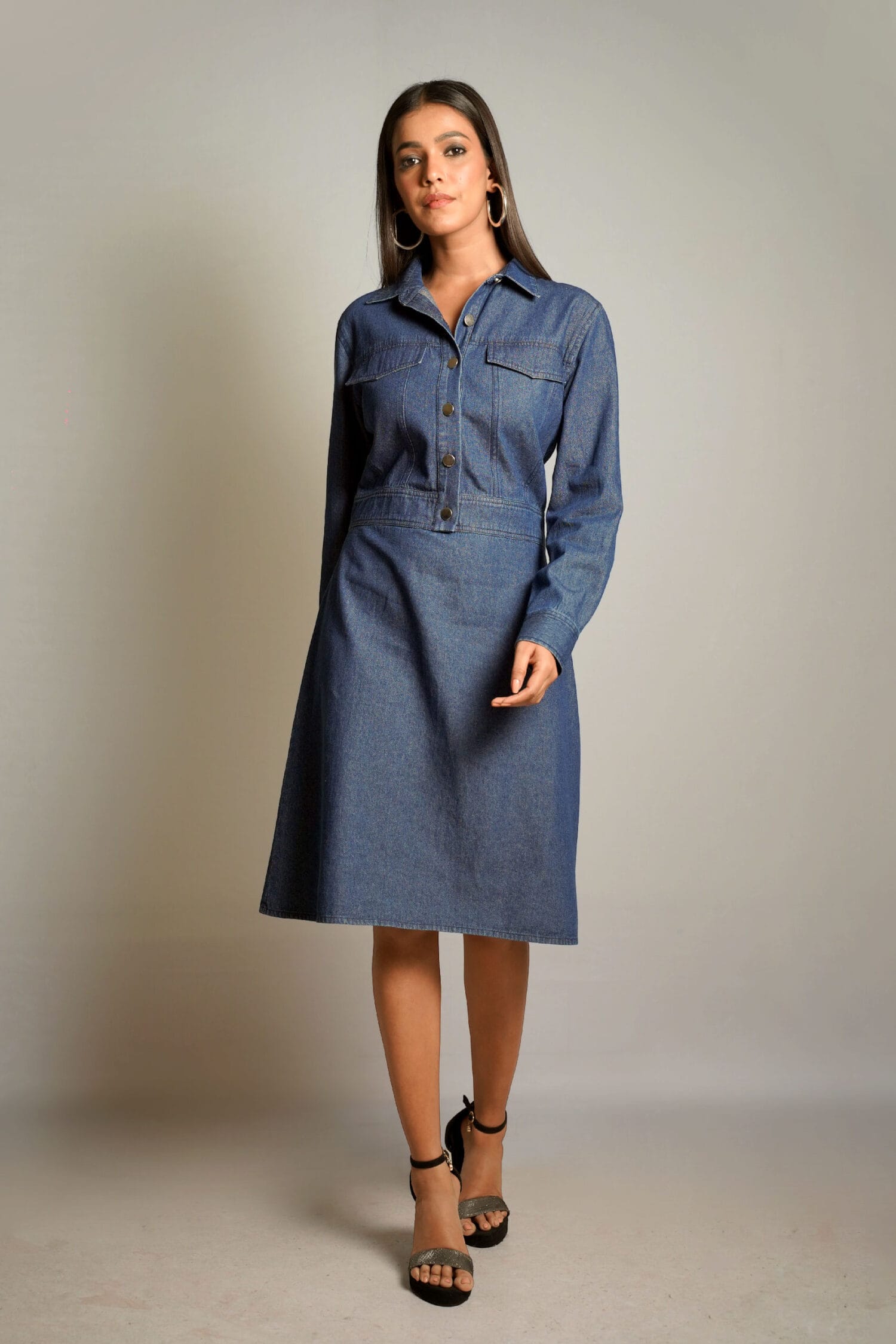 Kendall Dark Blue Denim Shirt Dress - Image 3