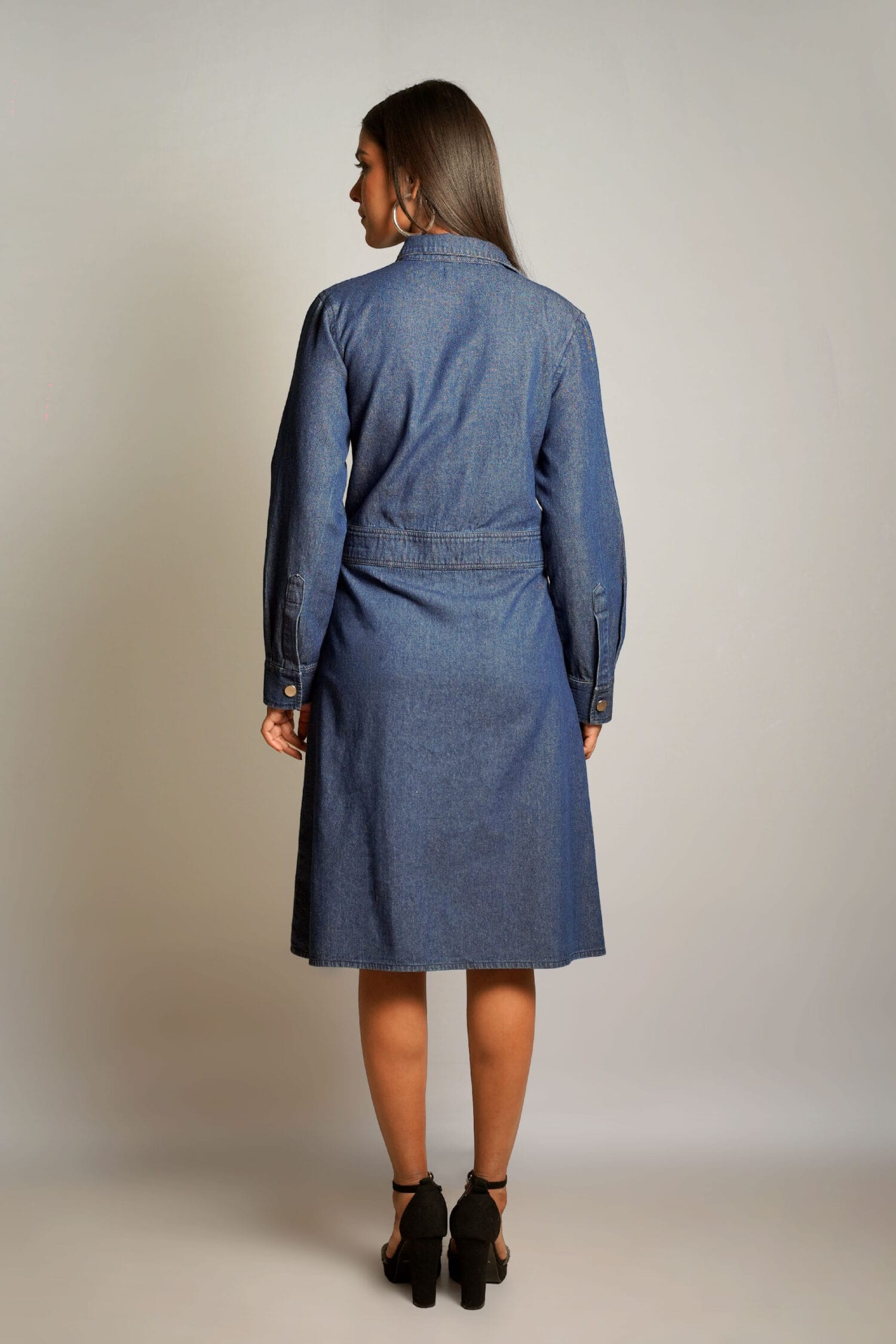 Kendall Dark Blue Denim Shirt Dress - Image 4